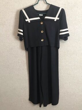 Liza D Navy Sailor-Style Women’s Pant Set with White Trim Size 2P